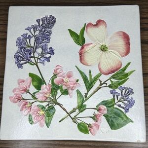 Salt Marsh Pottery 7.5” Trivet/Tile Dogwood Cherry Lilac